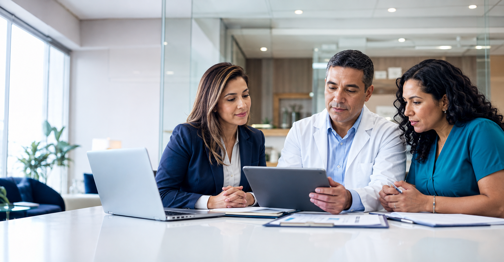 A diverse clinical research team collaborating on a study